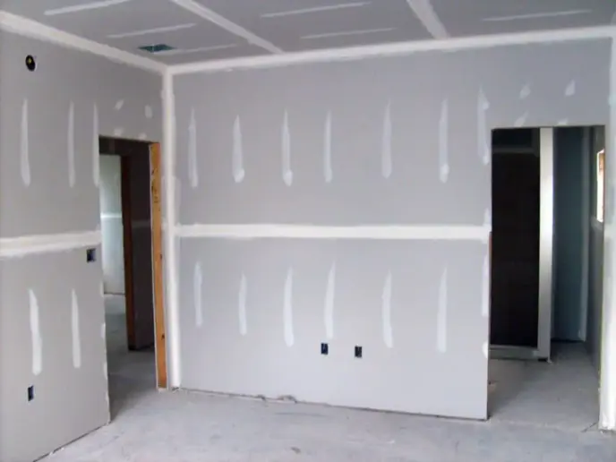 Drywall with joint compound.