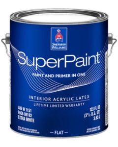 Bucket of Sherwin Williams SuperPaint.