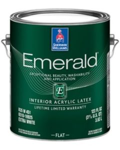 Bucket of Sherwin Williams Emerald.