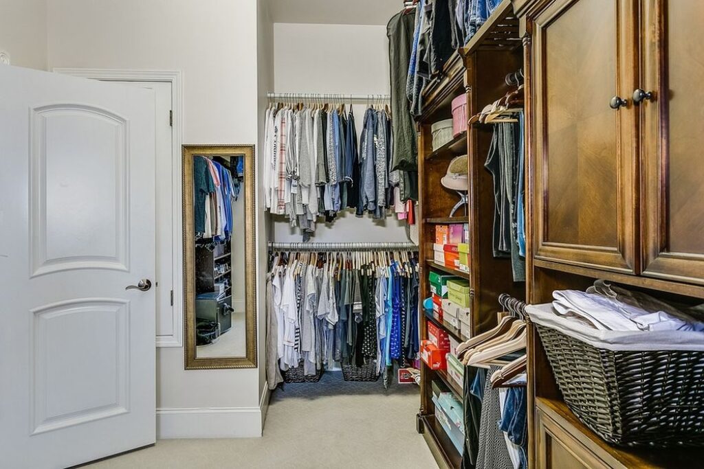 Organized closet space.