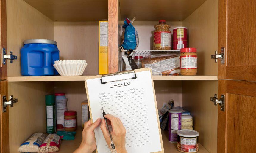 Organization of a kitchen pantry.