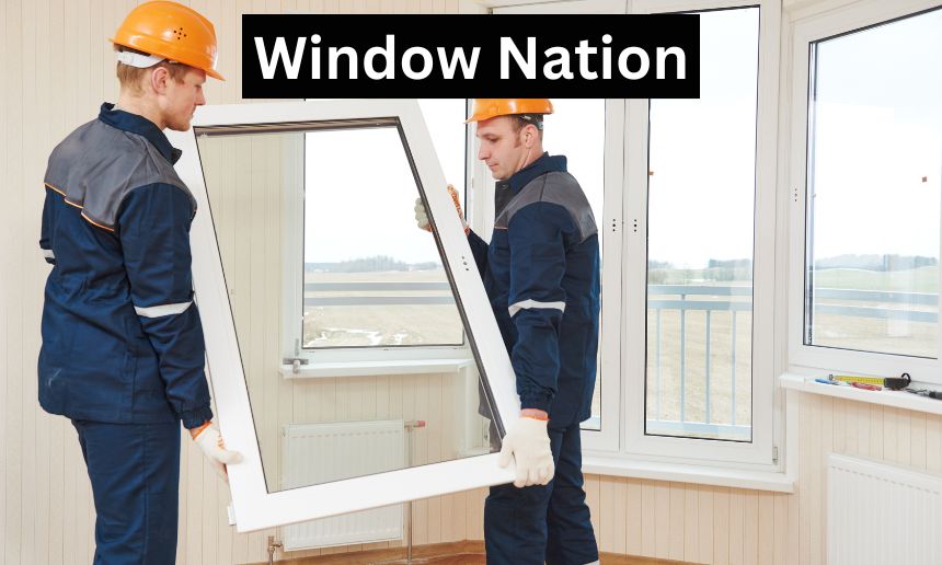 Window nation employees insert a window.