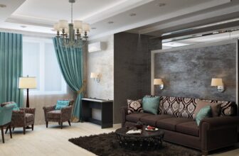 Free Luxurious modern living room with chandelier, sofa, armchairs, and stylish decor. Stock Photo