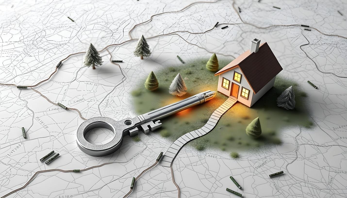 A key and a house on a mapAI-generated content may be incorrect.