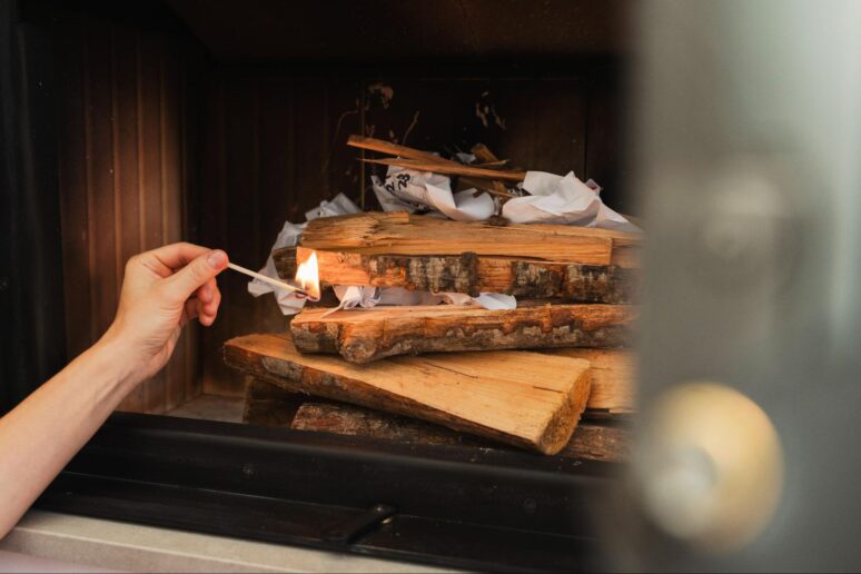 starting a fire in a fireplace